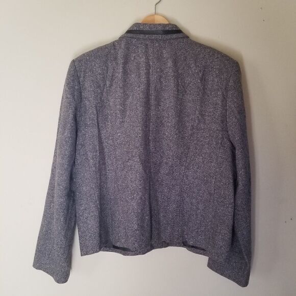 𝅺Pendleton Wool Preppy Equine Boxy Blazer Jacket Leather Trim Size 18 - Picture 8 of 8